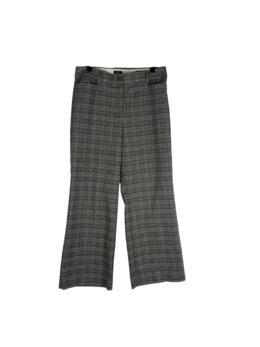 LOFT Trouser Pants 12 Gray Tan Plaid
